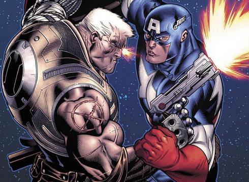 Detalle de Cable contra el Capitán América en Avengers X-Sanction