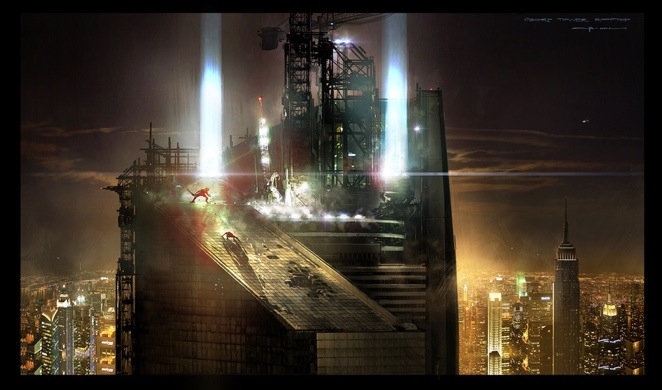 Spiderman y El Lagarto en la torre Oscorp Torre Oscorp