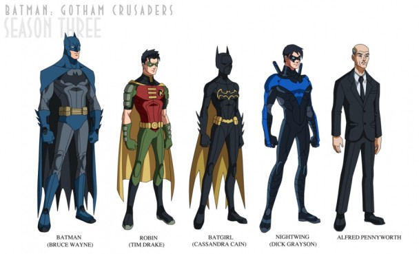 Batman-temporada-3 Alfred Pennyworth, Batgirl, Batman, Nightwing, Robin