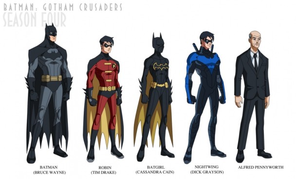 Batman-temporada-4 Alfred Pennyworth, Batgirl, Batman, Nightwing, Robin