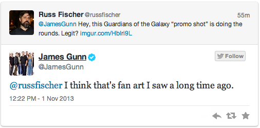 Captura Twitter James Gunn Guardianes de la Galaxia