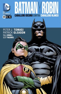 Portada de Batman y Robin: El Caballero Oscuro contra el Caballero Blanco, de ECC ediciones