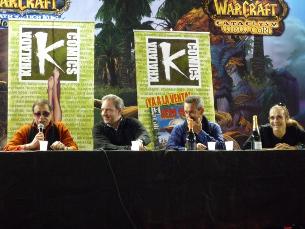Azpiri, Olivetti, Risso y Motta en la presentación de Khalada Comics