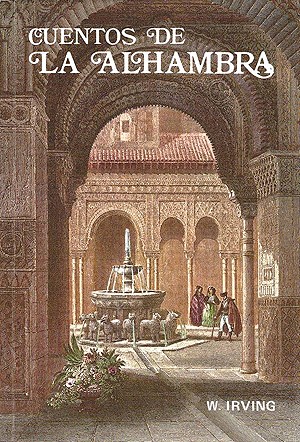 Portada antigua de una edición de los "Cuentos de la Alhambra"