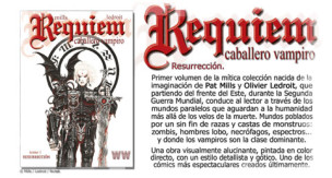 Requiem: Caballero Vampiro 1 Requiem nota prensa