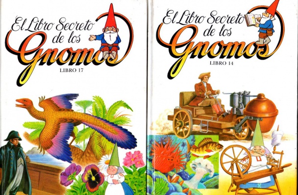 Portadas de dos tomos de "El Libro Secreto de los Gnomos"