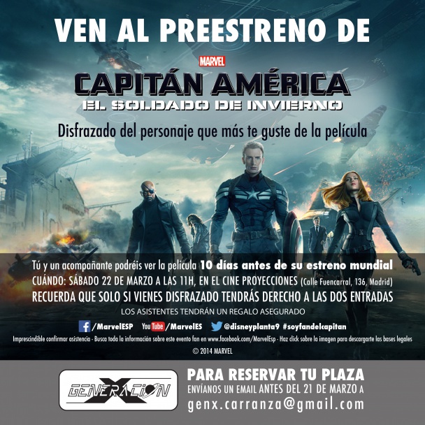 Generacion X te invita al preestreno de Capitán América: El Soldado de Invierno 2 FACEBOOK GENX CAWS