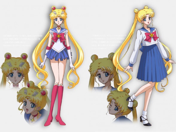 Diseño de personajes del nuevo anime basado en el popular manga shoujo de Naoko Takeuchi y titulado Pretty Guardian Sailor Moon Crystal: Usagi Tsukino (Sailor Luna), Ami Mizuno (Marinera Mercurio), Rei Hino (Marinera Marte), Makoto Kino (Marinera Júpiter) y Minako Aino (Marinera Venus).