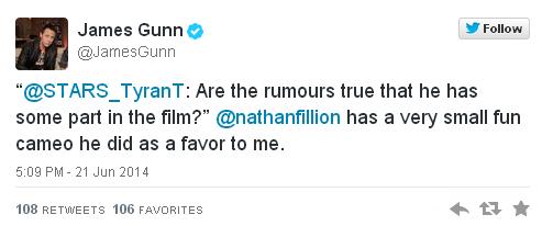 Cameo de Nathan Fillion en Guardianes de la Galaxia 2 James Gunn Twitter