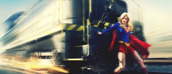 Supergirl parando un tren  - fan-art