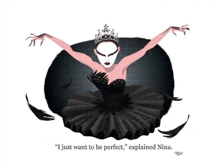 Maravillosas ilustraciones de escenas inolvidables de películas 8 Escena Black swan
