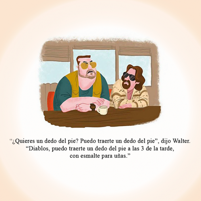 Maravillosas ilustraciones de escenas inolvidables de películas 2 El gran Lebowski