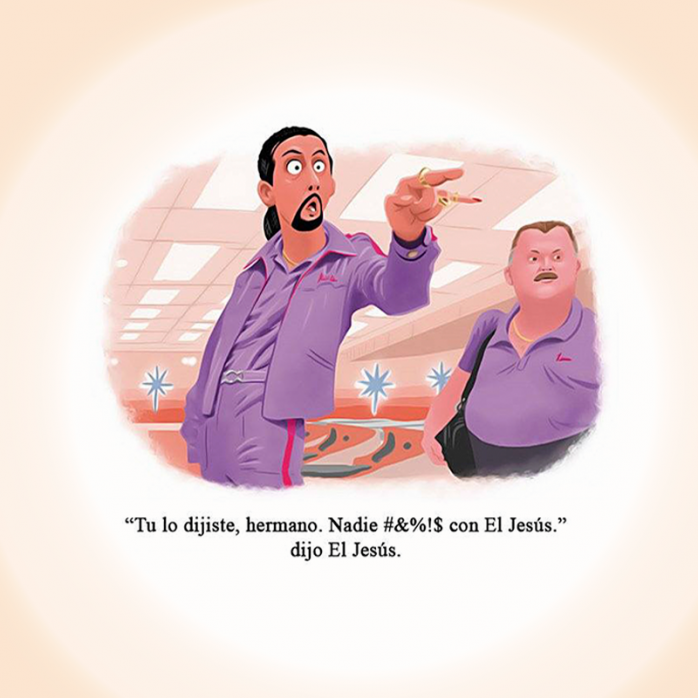 Maravillosas ilustraciones de escenas inolvidables de películas 24 Escena El gran Lebowski