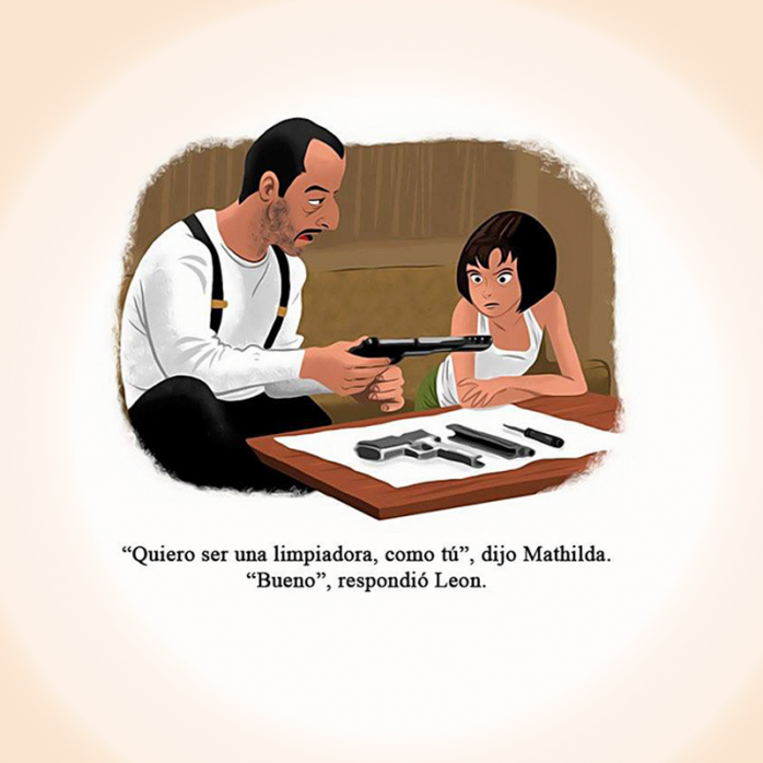 Maravillosas ilustraciones de escenas inolvidables de películas 16 Escena El profesional