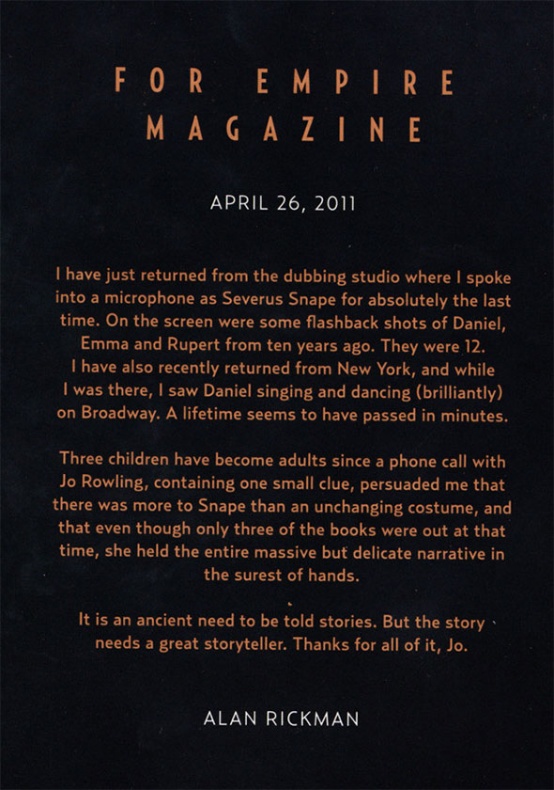 Fallece Alan Rickman a los 69 años 7 Carta Alan Rickman