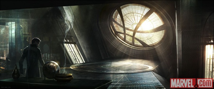 Los artefactos mágicos del 'Doctor Strange' cinematográfico (y II) 3 Doctor Extraño - Sancta Sanctorum arte conceptual - Sello de Vishanti