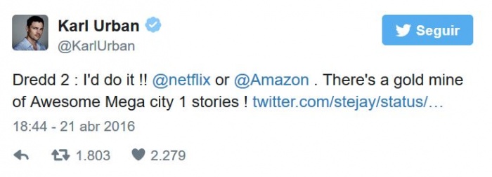 Karl Urban estaría encantado con una serie de 'Dredd' 2 dredd