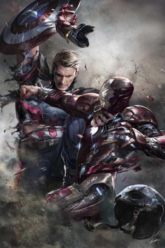 Espectacular arte conceptual de 'Civil War' 2 captain-america-and-iron-man-rip-each-other-apart-in-civil-war-concept-art