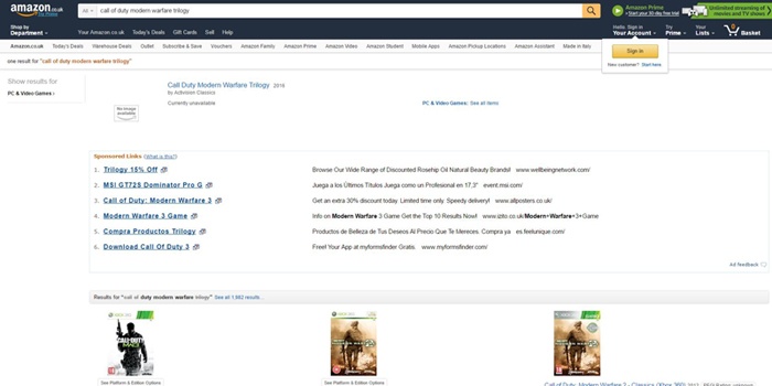 Amazon publica en su catálogo 'Call of Duty: Modern Warfare Trilogy' 1 filtrado cod