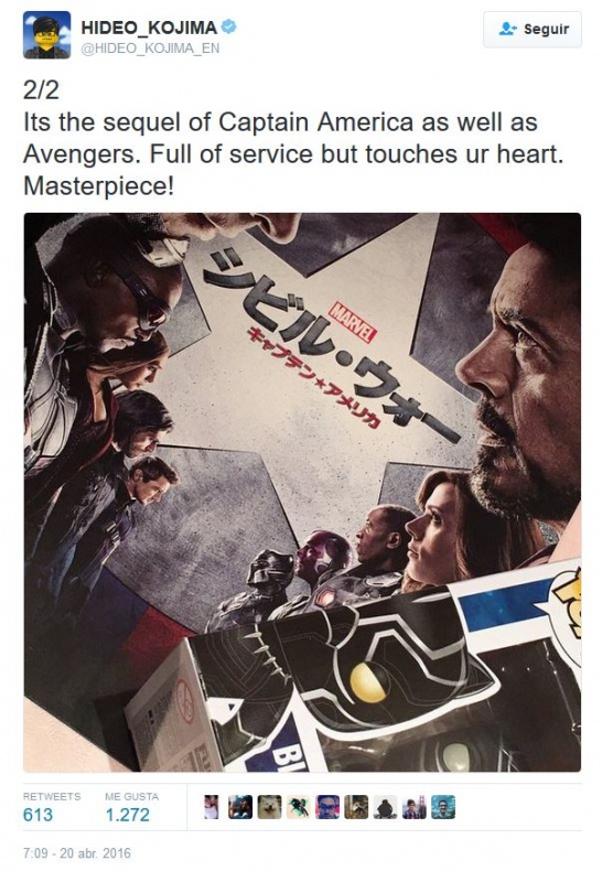 Hideo Kojima dice que 'Capitán América: Civil War' es una obra maestra 3 kojima 2