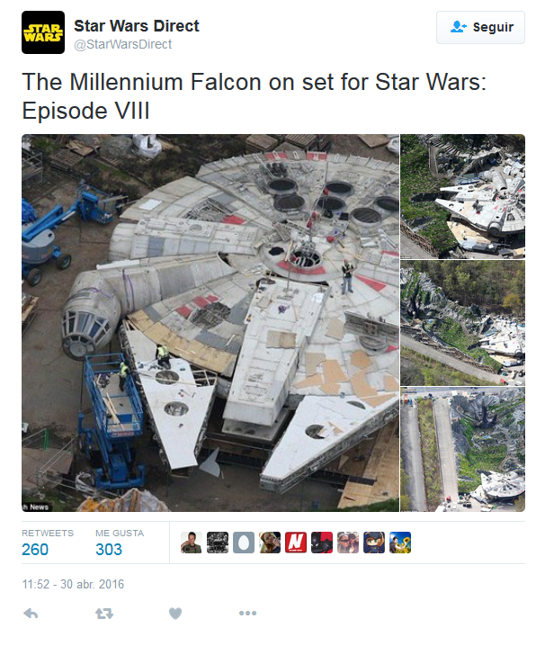 Nuevas imágenes del Halcón Milenario en el set de 'Star Wars: Episodio VIII' 2 2016-05-01 19_25_21-Star Wars Direct en Twitter_ _The Millennium Falcon on set for Star Wars_ Episod