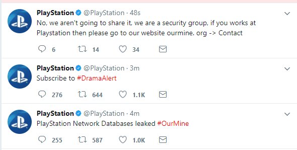 OurMine, Playstation, Sony