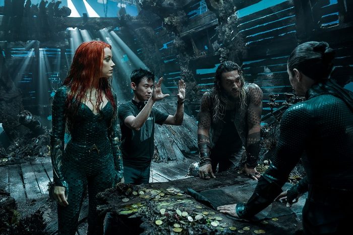 Amber Heard y Jason Momoa en el rodaje de Aquaman