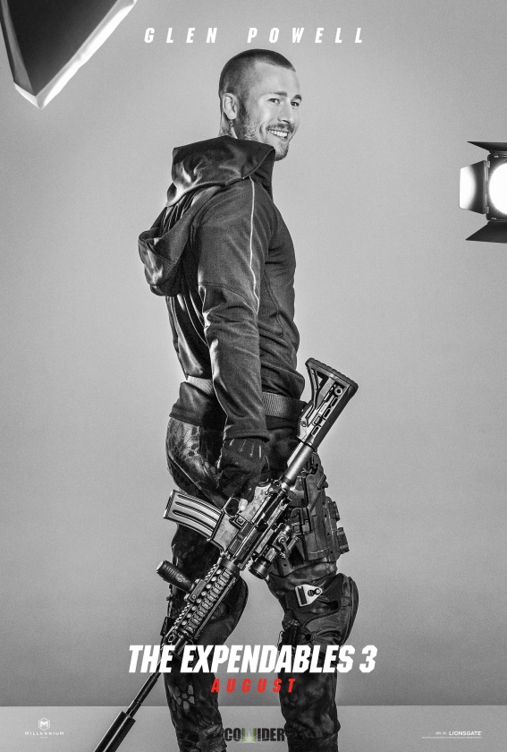 Nuevos pósters de los personajes de "Los Mercenarios 3" 13 Glen Powell en Los Mercenarios 3