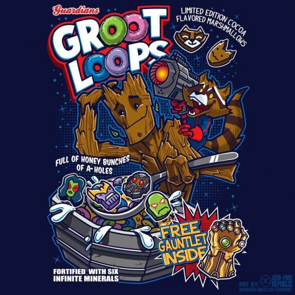 Ilustraciones de cereales basados en personajes de Marvel Comics