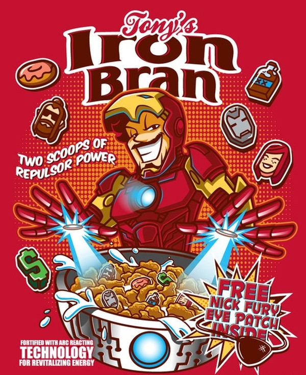 Ilustraciones de cereales basados en personajes de Marvel Comics
