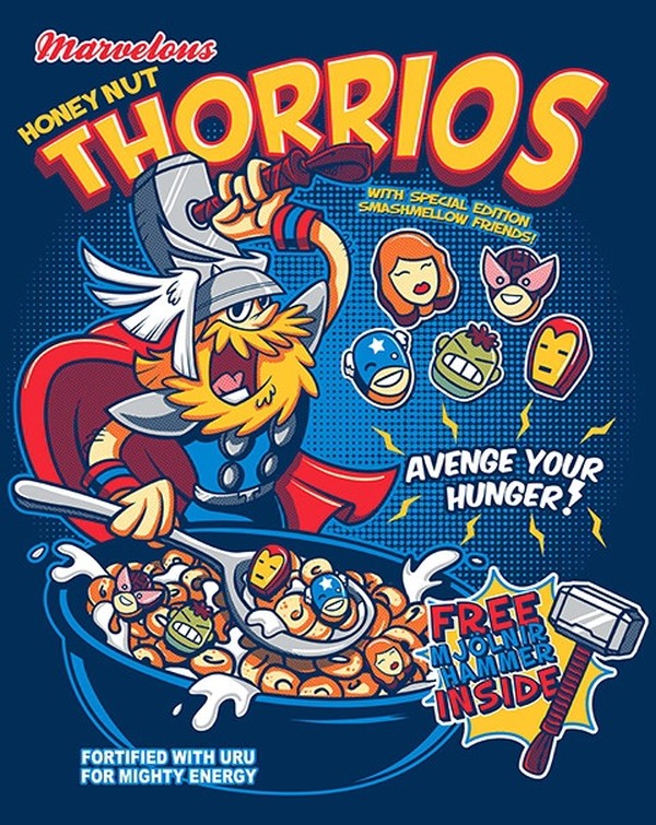 Ilustraciones de cereales basados en personajes de Marvel Comics