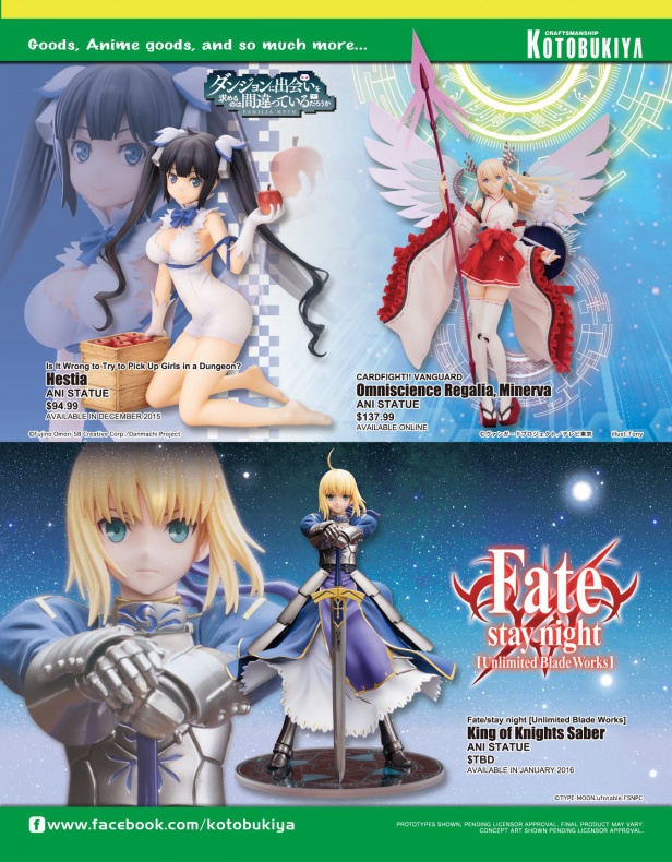 Catálogo de figuras y merchandising de Kotobukiya para la San Diego Comic-Con