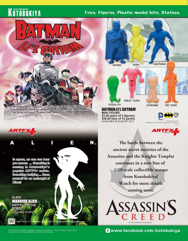 Catálogo de figuras y merchandising de Kotobukiya para la San Diego Comic-Con