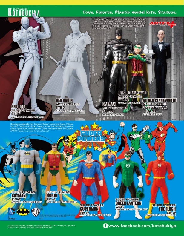 Catálogo de figuras y merchandising de Kotobukiya para la San Diego Comic-Con
