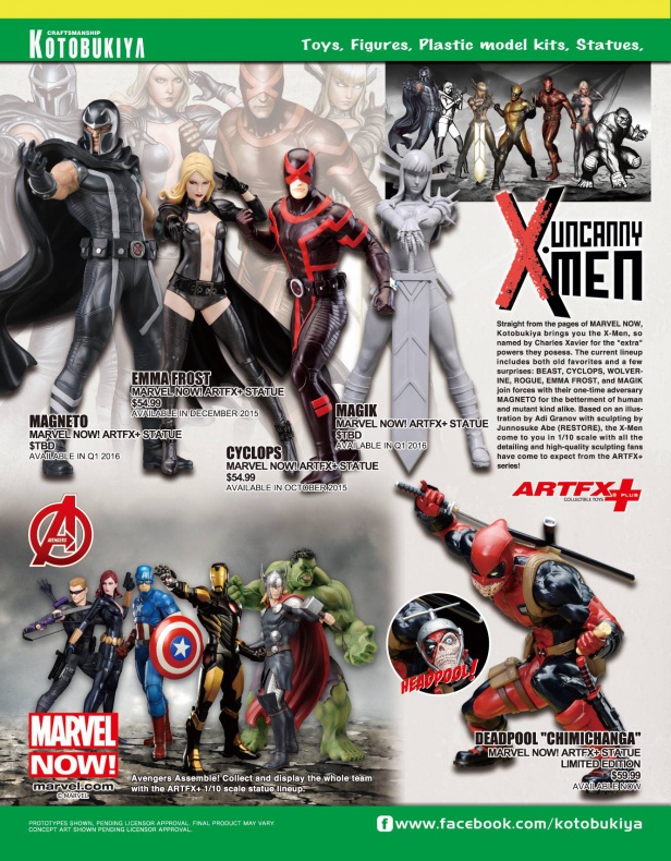 Catálogo de figuras y merchandising de Kotobukiya para la San Diego Comic-Con
