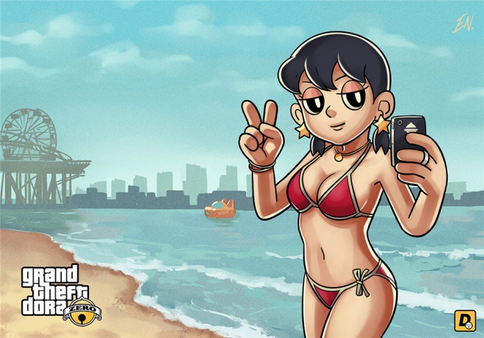 ¿Qué pasaría si mezclásemos 'Doraemon' y 'GTA V'? 8 Doraemon GTA V