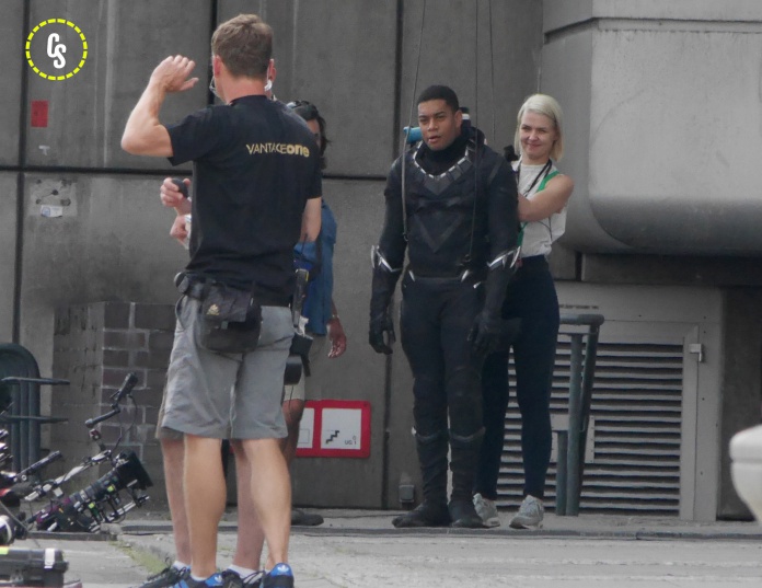 Pantera Negra en el rodaje de 'Captain America: Civil War' 13 Anthony Mackie, Black Panther, Captain America: Civil War, Chadwick Boseman, Chris Evans, Marvel Studios, Pantera negra