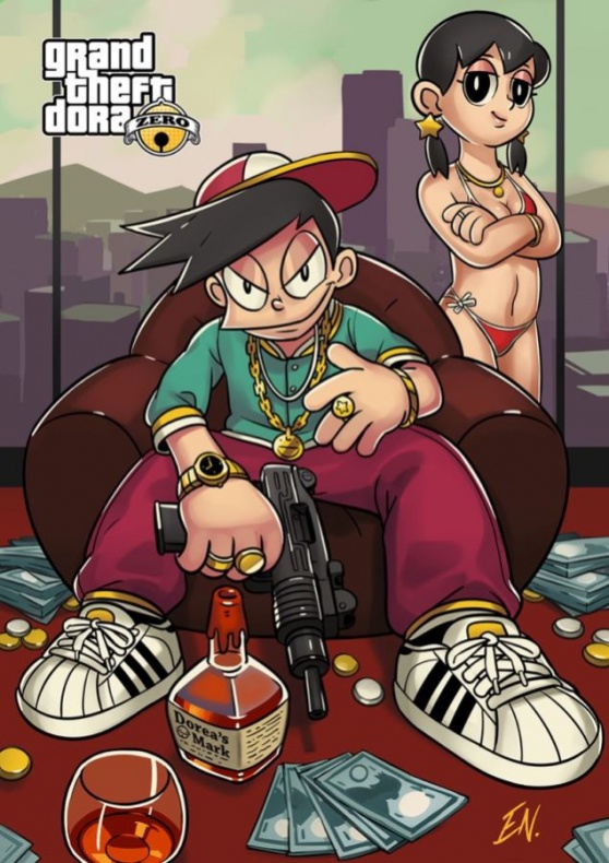 ¿Qué pasaría si mezclásemos 'Doraemon' y 'GTA V'? 3 Doraemon GTA V
