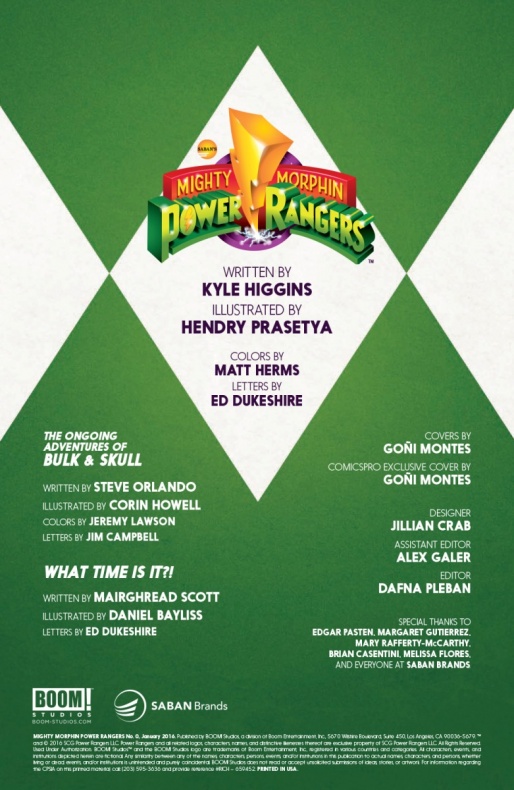 Avance del cómic 'Mighty Morphin Power Rangers #0'