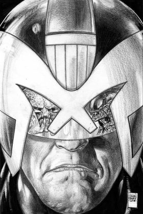 Predator vs. Judge Dredd vs. Aliens Portada sin color de Glenn Fabry
