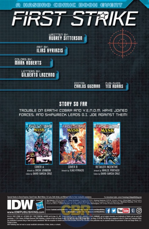 Primer vistazo a ‘M.A.S.K.: First Strike’ #1