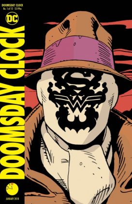 Geoff Johns muestra una imagen de Rorschach en la Batcueva
