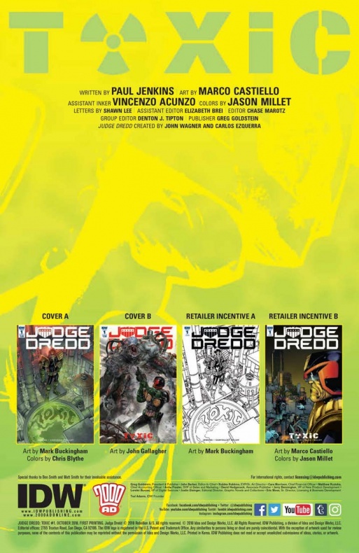 'Judge Dredd: Toxic!' #1 deja ver sus primeras páginas 3 Dredd, IDW Publishing, Judge Dredd: Toxic!, Juez Dredd, Marco Castiello, Paul Jenkins, Vicenzo Acunzo