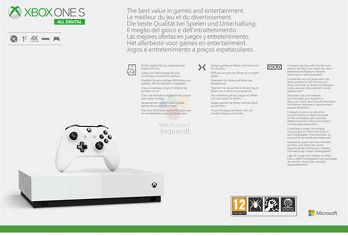 Filtradas imágenes de la nueva Xbox One S All-Digital