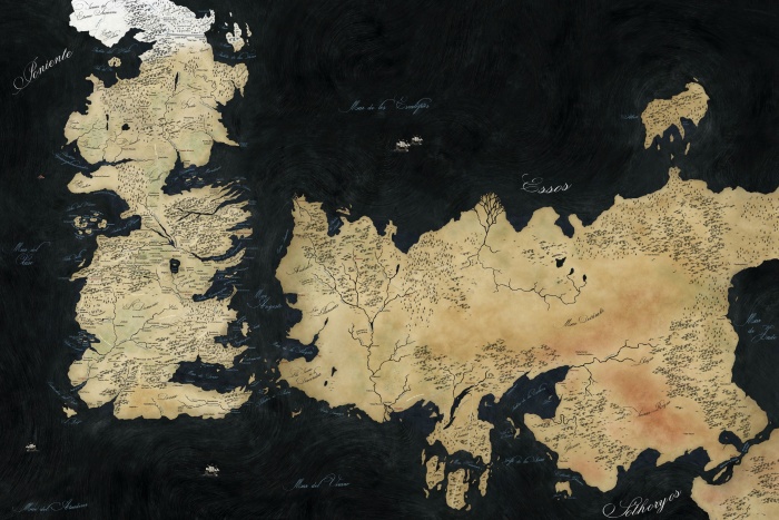 Mapa de Poniente y Essos en Juego de Tronos
