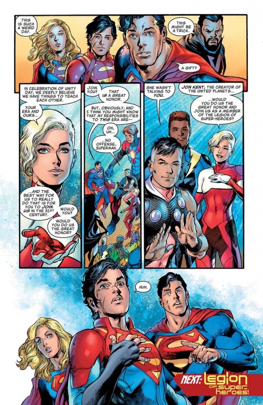 Superboy se presenta ante su nuevo equipo de superhéroes