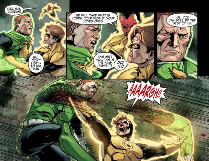 Hal Jordan mata a Guy Gardner Injustice año dos