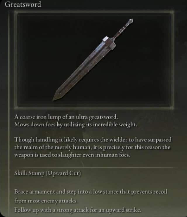 Greatsword, espada de Guts en Elden Ring.
