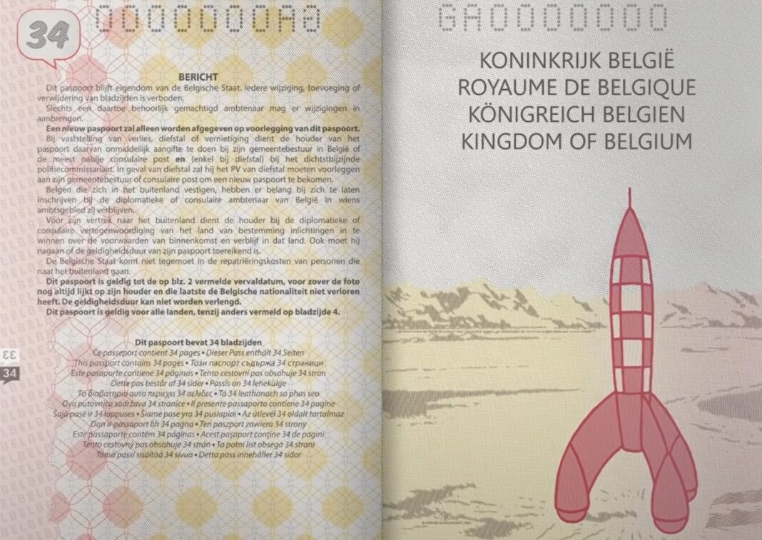 Pasaporte belga 2022 Tintin