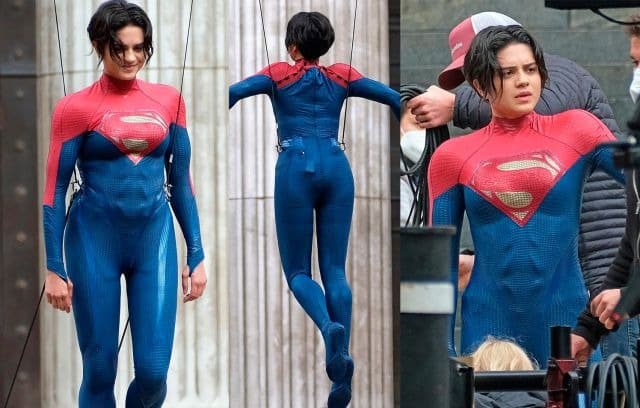 Supergirl en el rodaje de The Flash